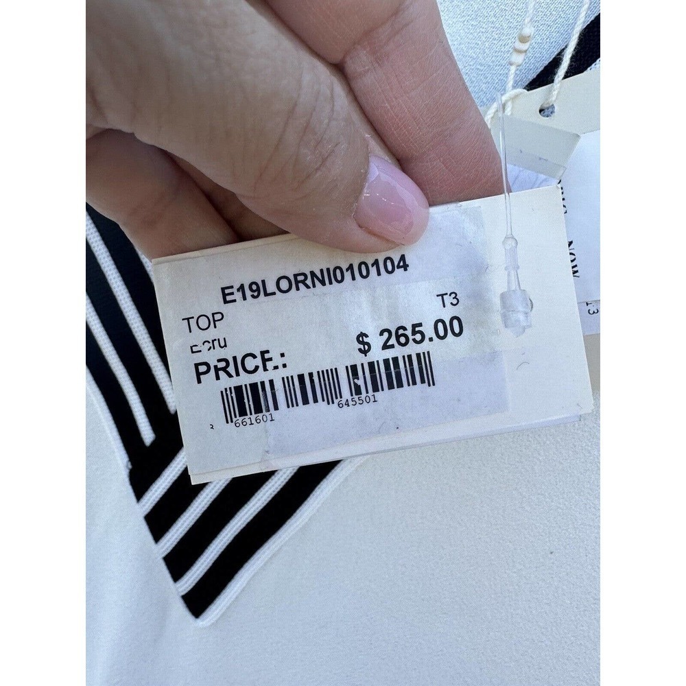Maje $265 Lorni Lounge Long Sleeves Crepe Striped V-Neck Neckline Top Sz 3/L US - Picture 14 of 16